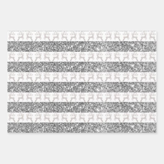 kersthert zilverglitter inpakpapier vel (Voorkant)