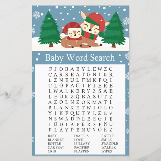 Kerstherten Baby shower Word Search Game (Voorkant)