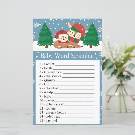 kerstherten Baby word scramble game (Staand voorkant)