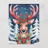 Kerstherten Besneeuwd Bos Briefkaart (Voorkant)