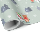 Kerstherten boom sneeuwpop Noel Cadeaupapier (Rol Hoek)