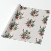 Kerstherten en rode strik vintage | Inpakpapier (Uitgerold)
