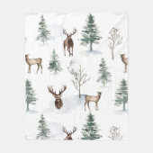 Kerstherten en winterbomen patroon fleece deken (Voorkant)