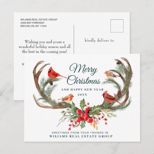 Kerstherten gewei vakantie zakelijke groet briefkaart (Voorkant / Achterkant)