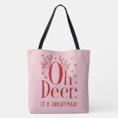 Kerstherten grappige illustratie grote canvas tas (Achterkant)