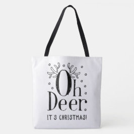 Kerstherten grappige illustratie grote canvas tas