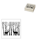 Kerstherten in berkenboom bos Hout Art Stamp Rubberstempel (Gestempeld)