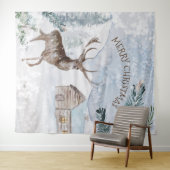 Kerstherten in besneeuwde bossen wandkleed (In Situ (horizontaal))