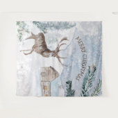 Kerstherten in besneeuwde bossen wandkleed (Voorkant (horizontaal))