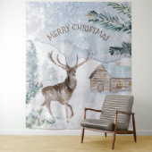 Kerstherten in besneeuwde bossen wandkleed (In situ)