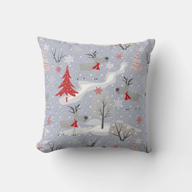 Kerstherten in het bos. Kerstmis, herten, voor Kussen (Voorkant)