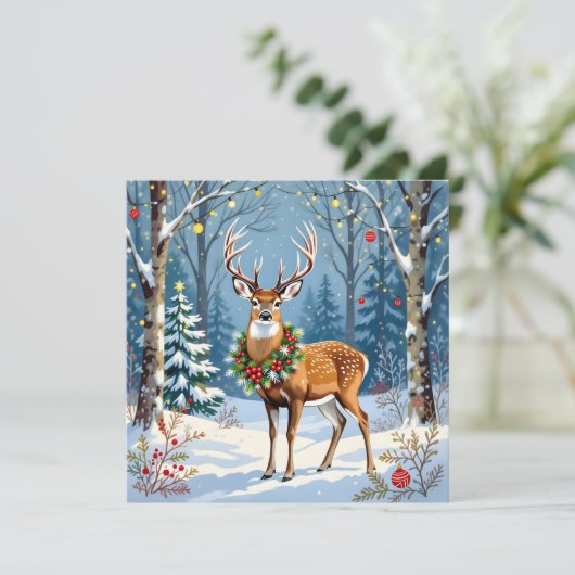 Kerstherten in het Feestelijke Winterwoud Kaart (Staand voorkant)