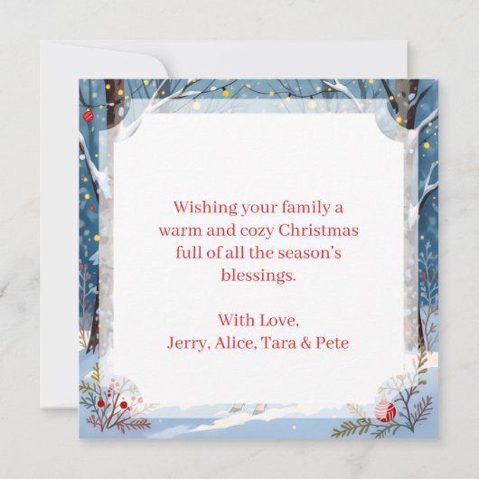 Kerstherten in het Feestelijke Winterwoud Kaart (Achterkant)