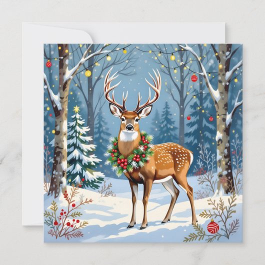 Kerstherten in het Feestelijke Winterwoud Kaart (Voorkant)