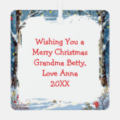 Kerstherten in het Feestelijke Winterwoud Metalen Ornament (Achterkant)