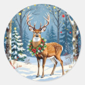 Kerstherten in het Feestelijke Winterwoud Ronde Sticker (Voorkant)