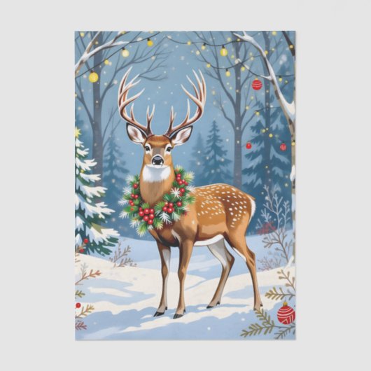 Kerstherten in het Feestelijke Winterwoud Tissuepapier (Voorkant)