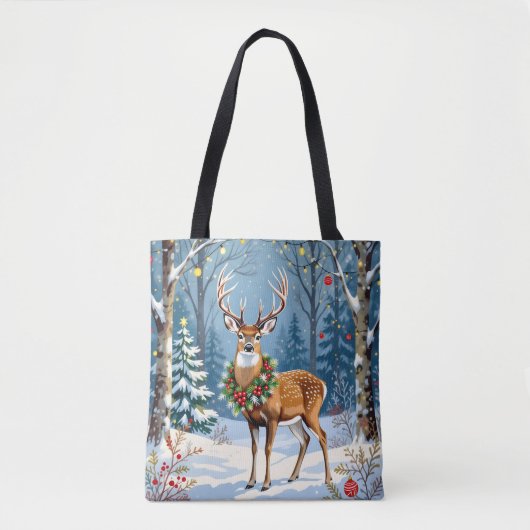 Kerstherten in het Feestelijke Winterwoud Tote Bag (Voorkant)