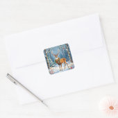 Kerstherten in het Feestelijke Winterwoud Vierkante Sticker (Envelop)