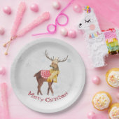 Kerstherten In Sneeuwvlokken Papieren Bordje (Feest)
