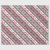 Kerstherten, kerstbomen, sneeuwvlokken, sterren cadeaupapier (Vlak)