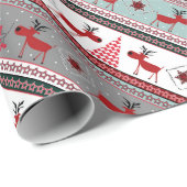 Kerstherten, kerstbomen, sneeuwvlokken, sterren cadeaupapier (Rol Hoek)