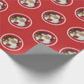 kerstherten kijken over stoute mooie lijst cadeaupapier (Hoek)