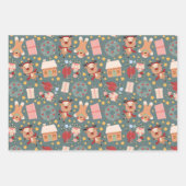 Kerstherten, krans en peperkoek patroon inpakpapier vel (Voorkant 3)