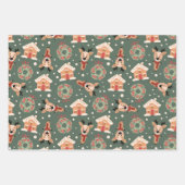 Kerstherten, krans en peperkoek patroon inpakpapier vel (Voorkant 2)