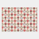 Kerstherten, krans en peperkoek patroon inpakpapier vel (Voorkant)