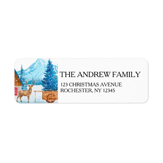 Kerstherten & Landschapsadres Etiket (Voorkant)