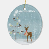 Kerstherten met rode sjaal keramisch ornament (Links)