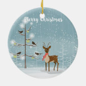 Kerstherten met rode sjaal keramisch ornament (Achterkant)