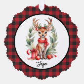 Kerstherten met rode sjaal ornament kaart (Voorkant)