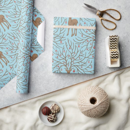 Kerstherten op blauw cadeaupapier (Crafts)
