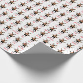 Kerstherten op motorfietsen cadeaupapier (Hoek)