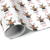 Kerstherten op motorfietsen cadeaupapier (Rol Hoek)