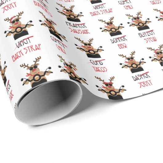 Kerstherten op motorfietsen cadeaupapier (Rol Hoek)