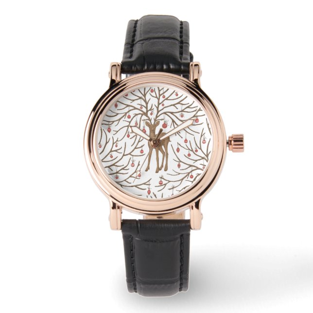 Kerstherten op wit horloge (Voorkant)