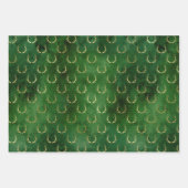 Kerstherten Patronen Groen Goud Inpakpapier Vel (Voorkant 2)