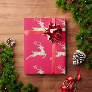 Kerstherten Patroon Festieve Rood Cadeaupapier