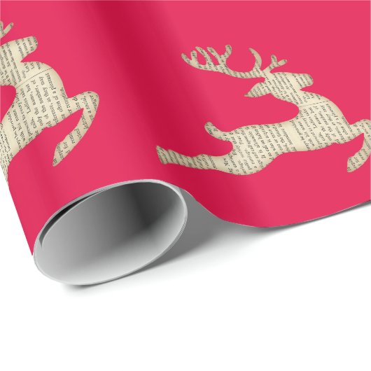 Kerstherten Patroon Festieve Rood Cadeaupapier (Rol Hoek)