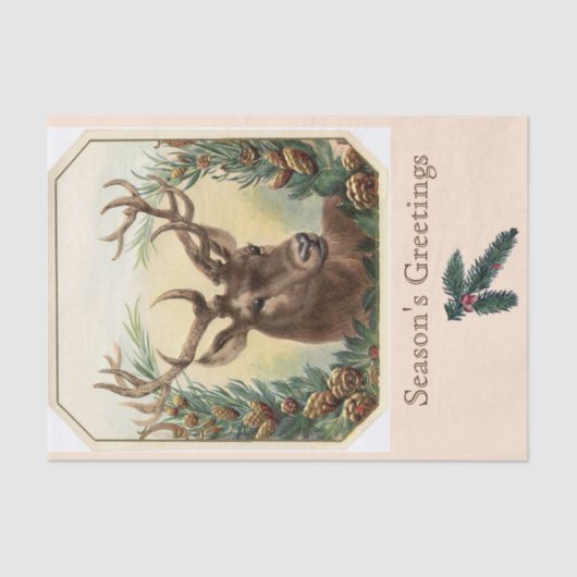 KERSTHERTEN, PINE CONES KROON Seizoen Groeten Tissuepapier (Voorkant)