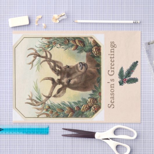 KERSTHERTEN, PINE CONES KROON Seizoen Groeten Tissuepapier (Craft)