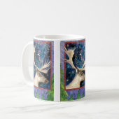 Kerstherten 's nachts met een schitterende ster koffiemok (Voorkant links)