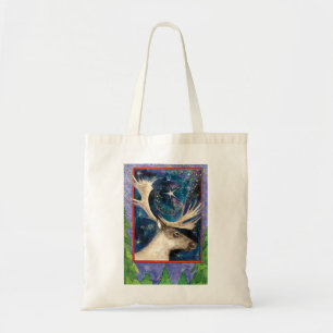 Kerstherten 's nachts met een schitterende ster tote bag
