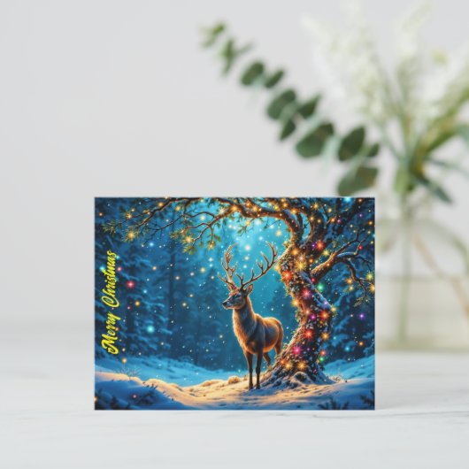 Kerstherten sneeuw kleurrijke glitter gloed briefkaart (Staand voorkant)