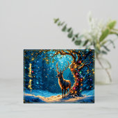 Kerstherten sneeuw kleurrijke glitter gloed folie uitnodiging briefkaart (Staand Voorkant)