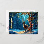 Kerstherten sneeuw kleurrijke glitter gloed folie uitnodiging briefkaart (Voorkant / Achterkant)