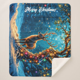 Kerstherten sneeuw kleurrijke glitter gloed sherpa deken